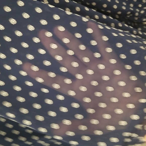 💕ANTHROPOLOGY CURRENT AIR💕 Bosworth Polka Dot Blouse ~ Navy Blue Large - Picture 10 of 13